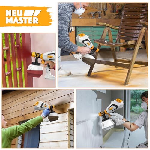 Farbsprühsystem - NEU MASTER 700W 1200ML HVLP Farbsprühgerät Wandfarbe, 5 Kupferdüsen /3 Sprühmuster Neu Lackierpistole Elektrisch für den Innen- und Außenbereich