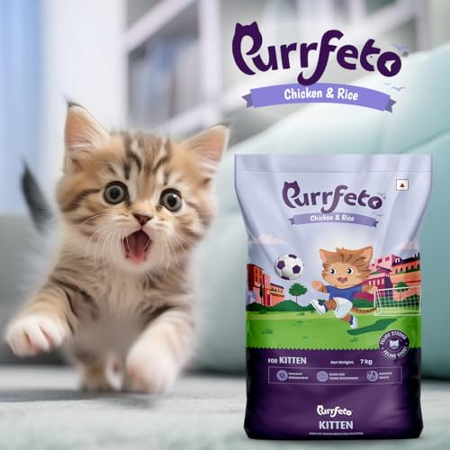 Image of Purrfeto Kitten Dry Cat Food | Chicken & Rice | 7 kg | 40% Reduction in Urinary Tract Diseases | Promotes Brain & Vision Development | Enhances Immunity |Improves Digestive Health