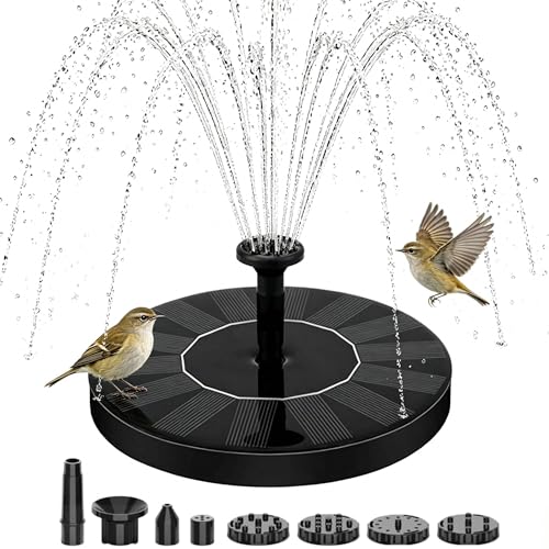 Solar Fountain for Bird Bath: Floating Mini Solar Water Fountain with 6 Nozzles for Garden Pond Pool and Outdoor (1 5.1)