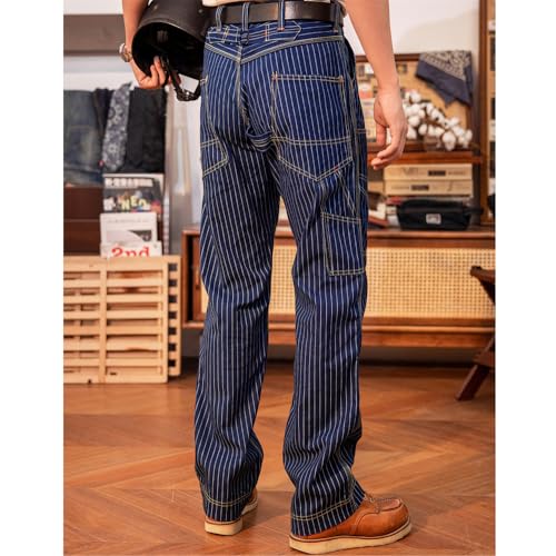 Red Tornado Derrickman Double-Front Wabash Stripes Canvas Pants3