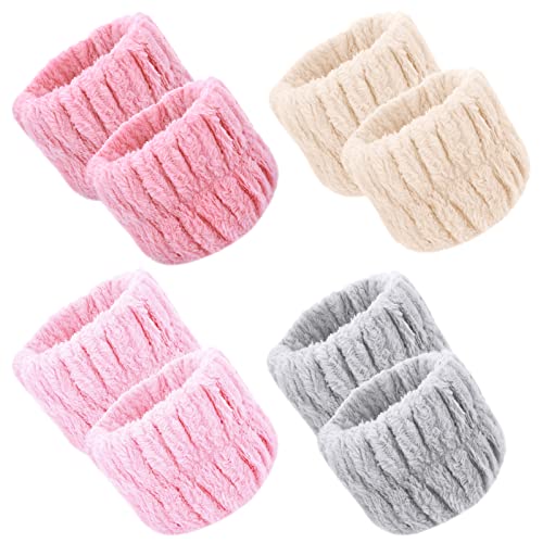 Cobee SPA Cinta de Lavado de muñeca (8 Unidades, Coral, Forro Polar, Microfibra, muñeca, muñeca, Diadema, para Lavar, Banda elástica para el Pelo para la Ducha