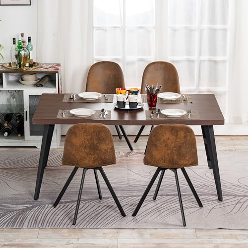 FurnitureR Esstisch 150cm Vintage Effekt Küchentisch mit Heavy Duty Metallbeinen Moderner hölzerner rechteckiger Esstisch für 4-6 Person Esszimmer Restaurant Apartments, braun
