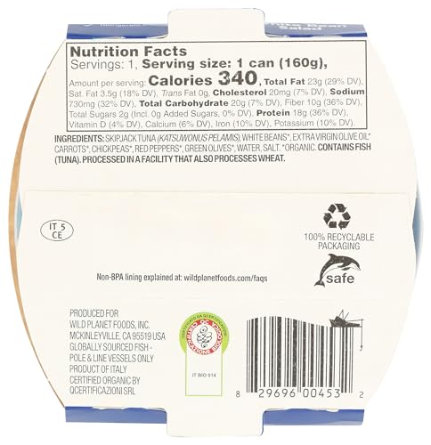 Image of Wild Planet Ready-To-Eat Wild Tuna White Bean Salad, 5.6 Oz, Pack of 1
