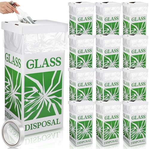 Image of Resurhang 12 Pcs Broken Glass Disposal Box 12 inch L x 12 inch W x 27 inch H Floor Model Laboratory Glass Disposal Cardboard Box Container Bins Trash Cans Cartons for Party Broken Bottle