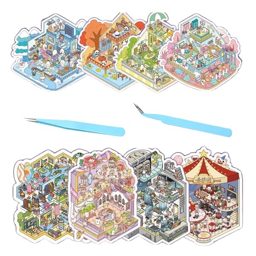 wocpvm Set di 22 adesivi 3D per la casa, set di adesivi fai da te, con 2 pinzette per lavori di bricolage, relax e hobby creativi