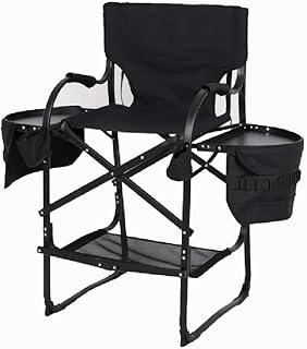 XYLUCKY Silla De Director Plegable con Marco De Aleación De Aluminio, Silla De Camping Portátil con Mesa Auxiliar