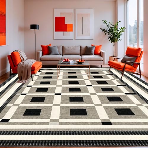 Flatwoven High Traffic Area Rug 4x6, Global Geometric Tiled Motif