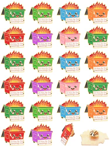 Image of JUNEBRUSHS 28pcs Positive Enamel Dumpster Fire Brooch Pins Inspirational Lapel Pins for Coworker Appreciation Gifts Party Supplies Clothes Decor Accessories（7colors）