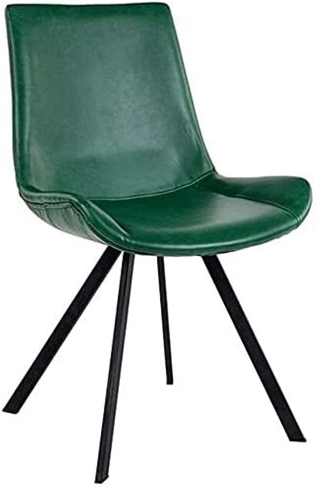 SJIALEN Modern Modern Dining Chair, Carbon Steel Feet Non-Slip Foot Pad Chairs PU Leather High Back Padded Soft Seat Lounge Chair Kitchen Chair (Color : Green, Size : 50x44x87cm)