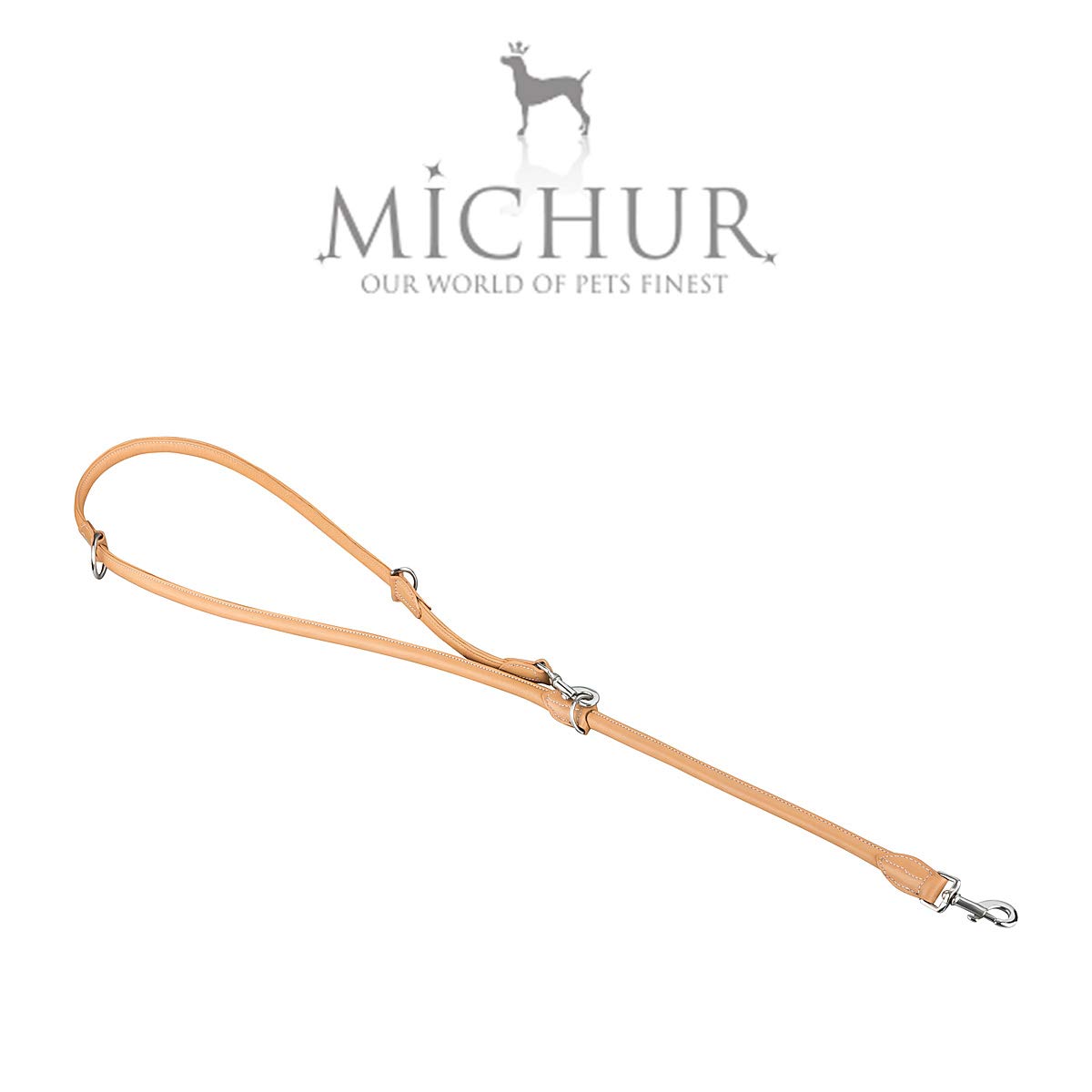 MICHUR SANTIAGO BEIGE, Hundeleine, Lederleine, Führleine, Rundleine, längenverstellbar, LEINE LEDER, BEIGE, Gr. S (200 cm x 8 mm)