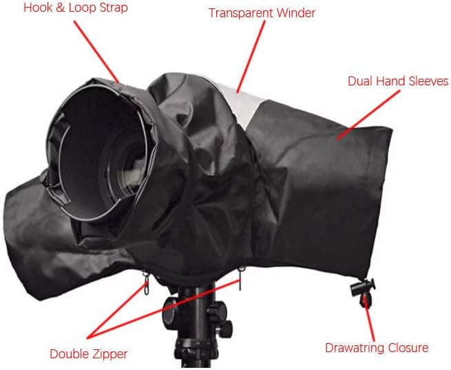HuaerHui Camera Rain Cover for Canon Nikon Sony Fujifilm DSLR Mirrorless Cameras, Lens Sleeve with See Through Window