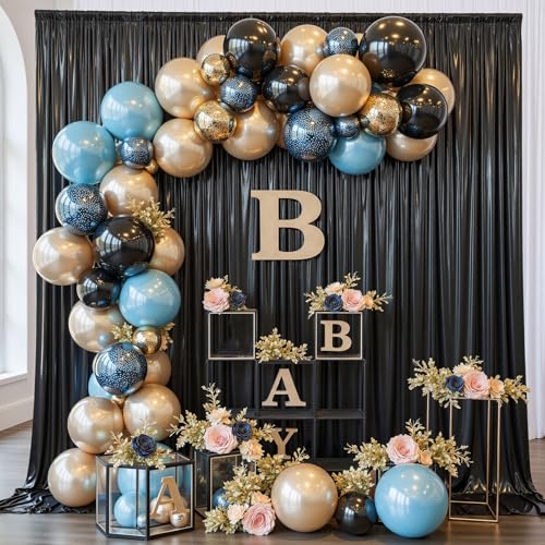 Image of 30x10 ft Wrinkle Free Black Sequin Backdrop Curtain for Parties,Thick Not Fall Glitter Wedding Drapes Backdrop,6 Panels 5x10ft Shimmer Photo Wall Back Drop Cloth for Birthday Photography Background