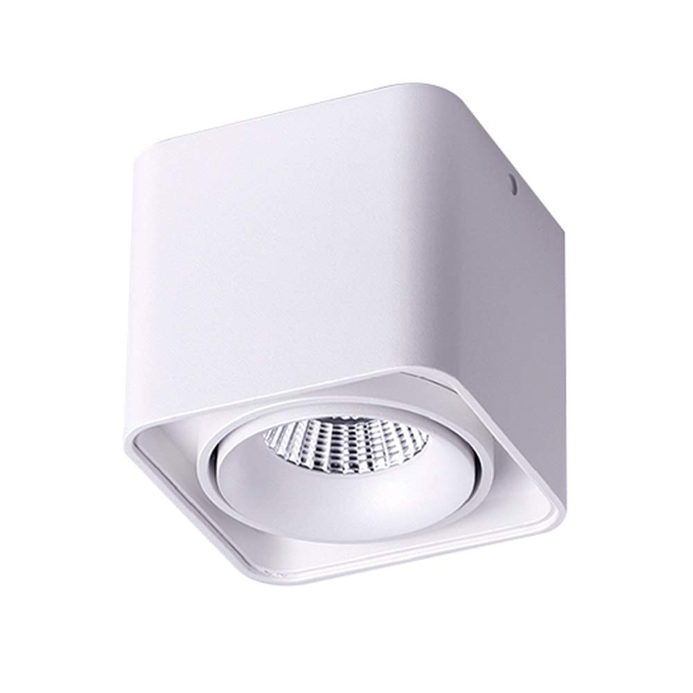 BHGFYXBS Recessed Square Ceiling Led Spotlight, 7W Surface Mounted Downlight, Adjustable Spot, Surface Mount, Ceiling Light For Living Room, Hallway, Corridor Ted,White-3000K