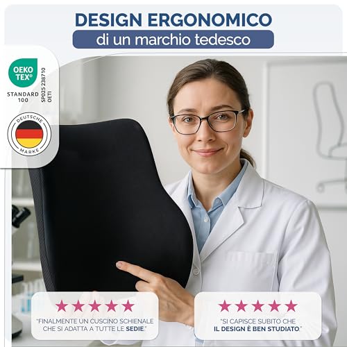 Blumtal Cuscino Lombare Sedia Ufficio In Memory Foam - Cuscino Sedia Ufficio Schiena Con Rivestimento Certificato OEKO-TEX - Cuscino Per Sedia Ufficio Con Chiusura - Supporto Lombare Sedia Ufficio - 8