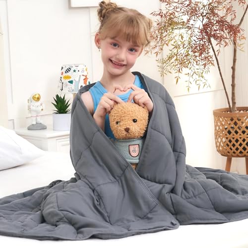 Image of Weighted Blanket 10lbs, 40 inchx60 inch, Twin Size Cooling Heavy Throw Blanket for 80-120lbs, Microfiber Soft Thick Big Blankets Weighted Comforter Breathable Gift, Grey