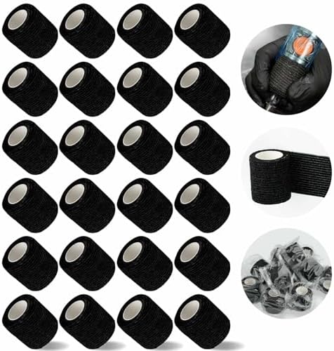 SUPERBE Self-Adhesive Bandage Wrap - 2 Inch X 5 Yards Cohesive Tape For Sports & First Aid (12 Black Rolls)