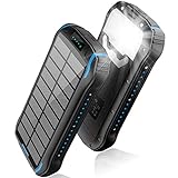Cargador Solar 26800mAh, Solar Power Bank 15W (5V / 3A) Salida de Carga rápida Resistente al Agua con Dos Salidas USB 3.1A y una Salida Type-C y Linterna LED para iOS, Samsung Galaxy y más
