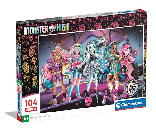 Clementoni Jigsaw Puzzle Monster High 104 Pieces - Supercolor Puzzle For Children 6-8 Years, Cartoon, Gift For Boy/Girls, Puzzle For Kids, Made In Italy, 25784 Clementoni Jigsaw Puzzle Monster High 104 Pieces - Supercolor Puzzle For Children 6-8 Years, Cartoon, Gift For Boy/Girls, Puzzle For Kids, Made In Italy, 25784