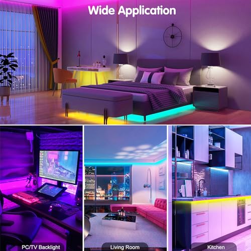Image of RGB COB LED Strip Light 20ft /6m, DC24V Dimmable Smart App Control Strip Lights, Music Rhythm Synchronization, 16 Million Colors Indoor DIY RGB Led Backlights for TV, PC, Bedroom, Party