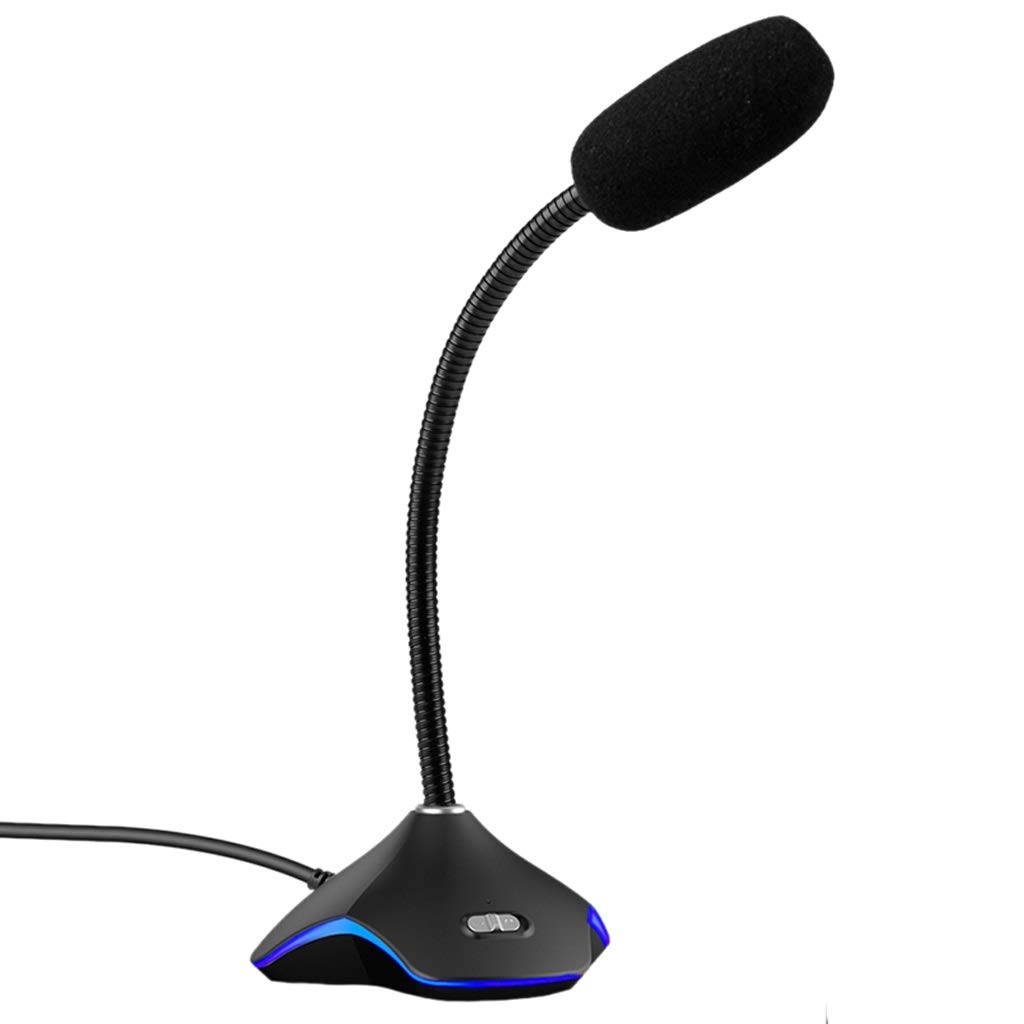 Microfono USB con Luce LED per PC Computer Laptop Notebook Desktop Gaming Microfono con riduzione del Rumore in Chat
