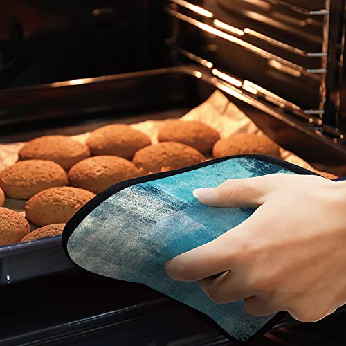 Teal And Grey Abstract Art Painting Pot Holders Set Of 2 Kitchen Heat Resistant Potholder For Microwave Cooking Baking Oven End Dishes And Bbq #TOP6