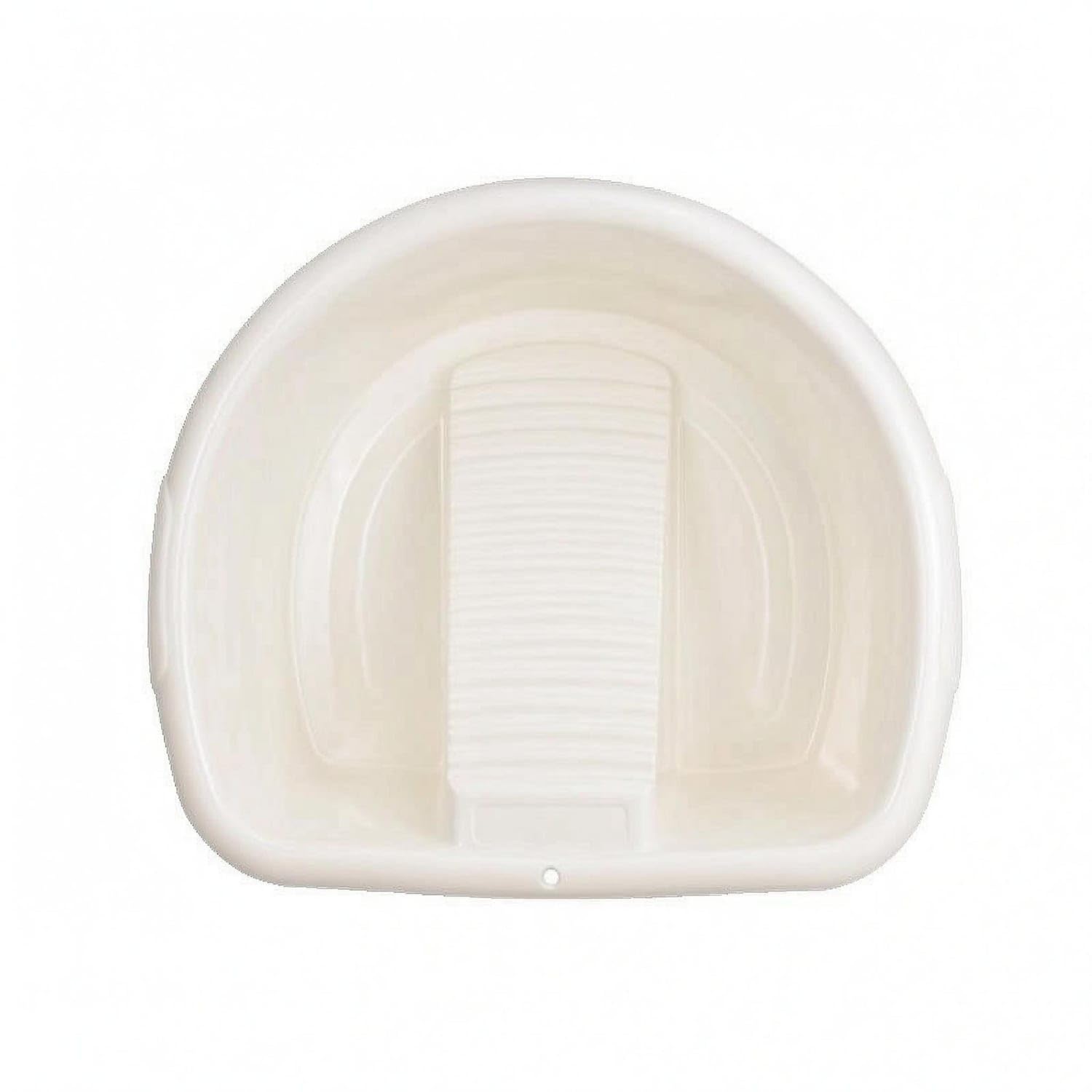Thickened Ribbed Wash Basin Anti-Slip Laundry Basin Deep Hand Washing Laundry Tub Round, Warm White-image-44