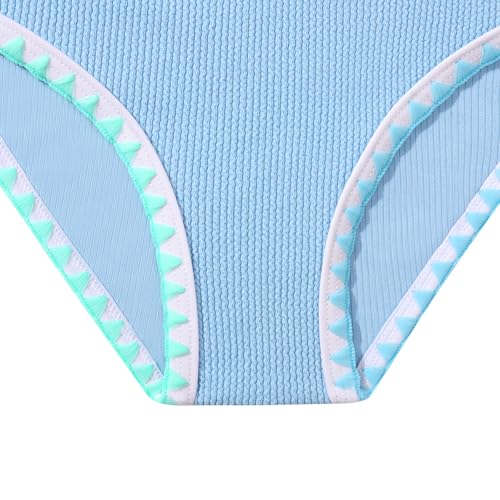 Image of Girls Bathing Suit Toddler Swimsuits 2 Piece Bikini Sets Round Neck Colorful Lace Teen Girls Swimwear 3-14T