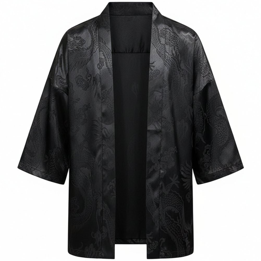 Chaqueta kimono de hombre para evitar el calor cárdigan ligero informal de manga corta