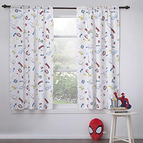 Disney Home Marvel Spiderman - Juego de cortinas plisadas sin forro Cover