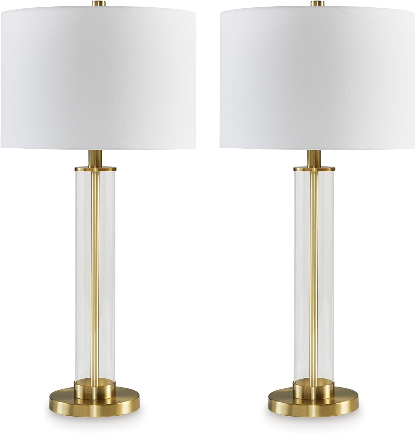 Signature Design by Ashley Orenman Contemporary 29.25 Inch Glass Table Lamp, Set of 2, White
