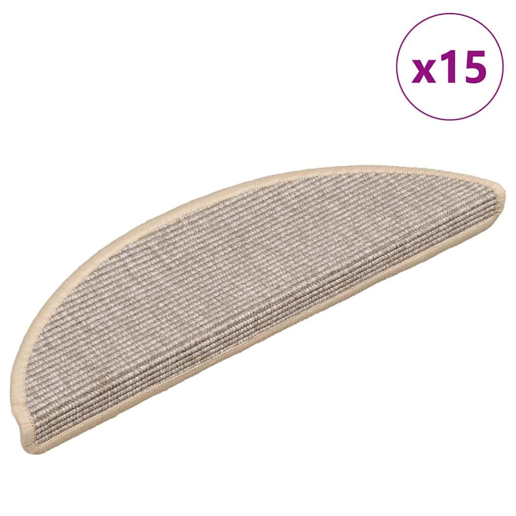 Stufenmatten 15 Stück 56x17x3 cm Silber Halbrund Treppenstufen Matten, Teppich Innen für Treppen, rutschfest Stufenmatten Treppenteppich