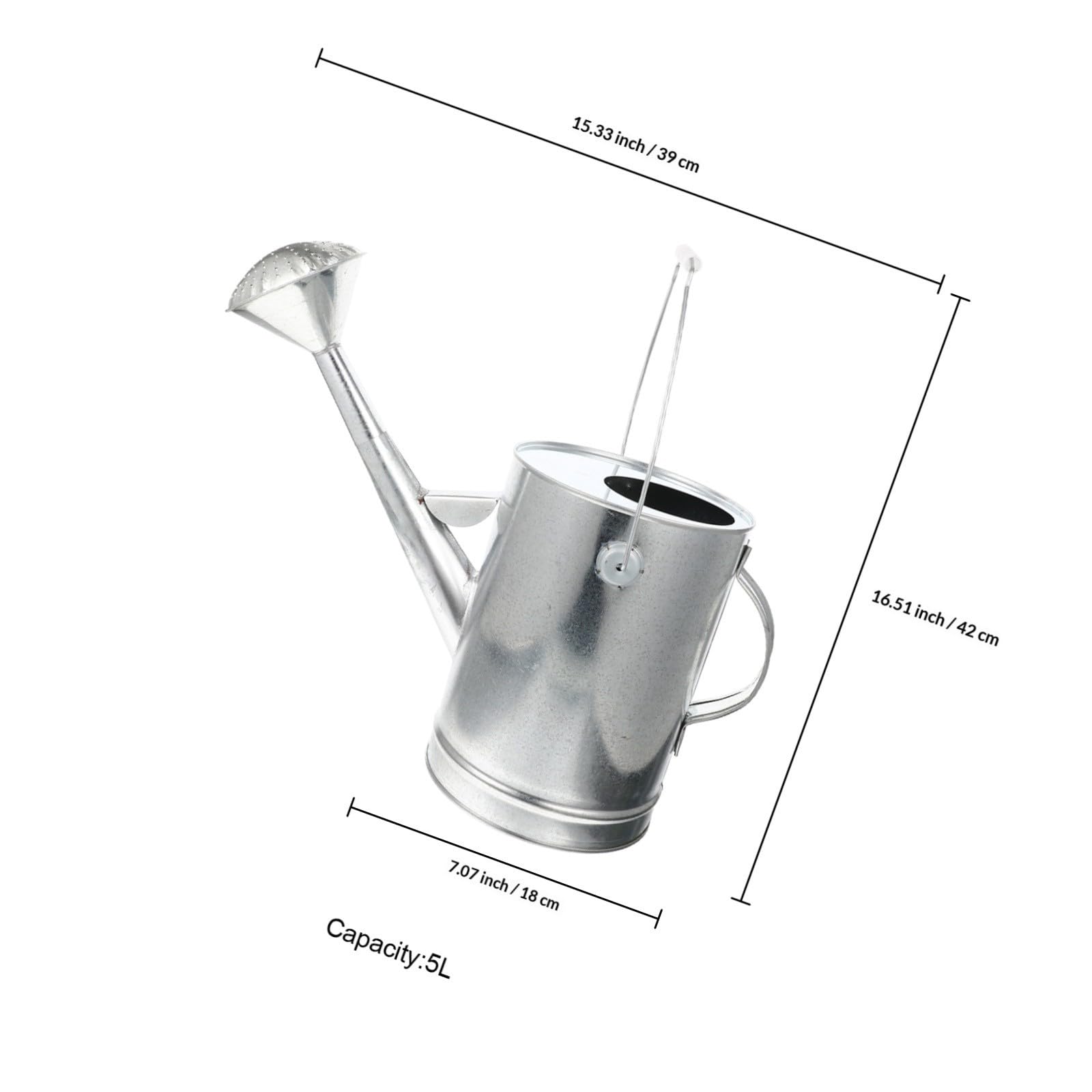 Artibetter Arrosoir en Fer Galvanisé 5l, Grand Modèle Rétro Épais, Arrosoir D’intérieur et Extérieur Long Bec Verseur pour Arrosage Fleurs et Jardin, Fourniture D’arrosage Pratique et Solide