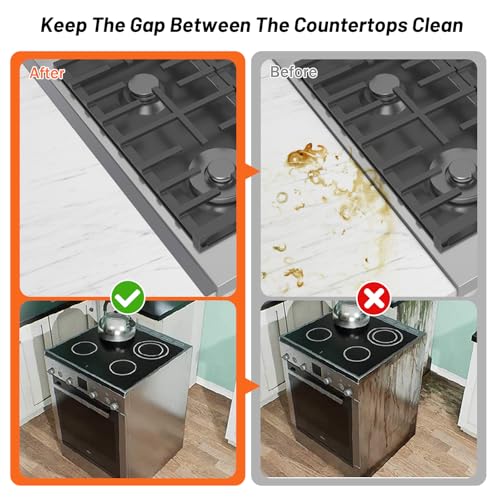 Image of Stainless Steel Stove Gap Covers (2PCS),Stove Gap Filler,Range Trim Kit,Stove Gap Guard for Kitchen Oven Between Stovetop and Counter,Easy Clean Heat Resistant,Adjustable Length 13.8'' to 27.5'' Grey