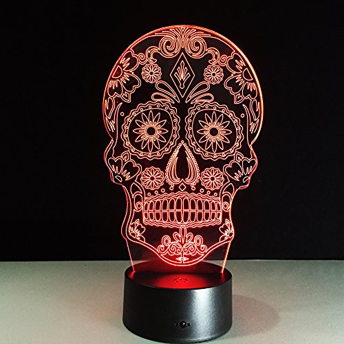 Luminarias Night Light 3D Led Lamp Skull 3D Lights Children's Nightlight Visual Led Night Light Illusion Mood Lamp 7 Colors Lamp #TOP5