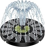 Yzert Fuente Solar Verde Oliva, Bomba de Agua Solar con 7 en 1 Boquillas & 4 Fijadores Fuente para Estanque para Jardín, Estanque, Exterior, Baño de Pájaros, Recipiente para Peces