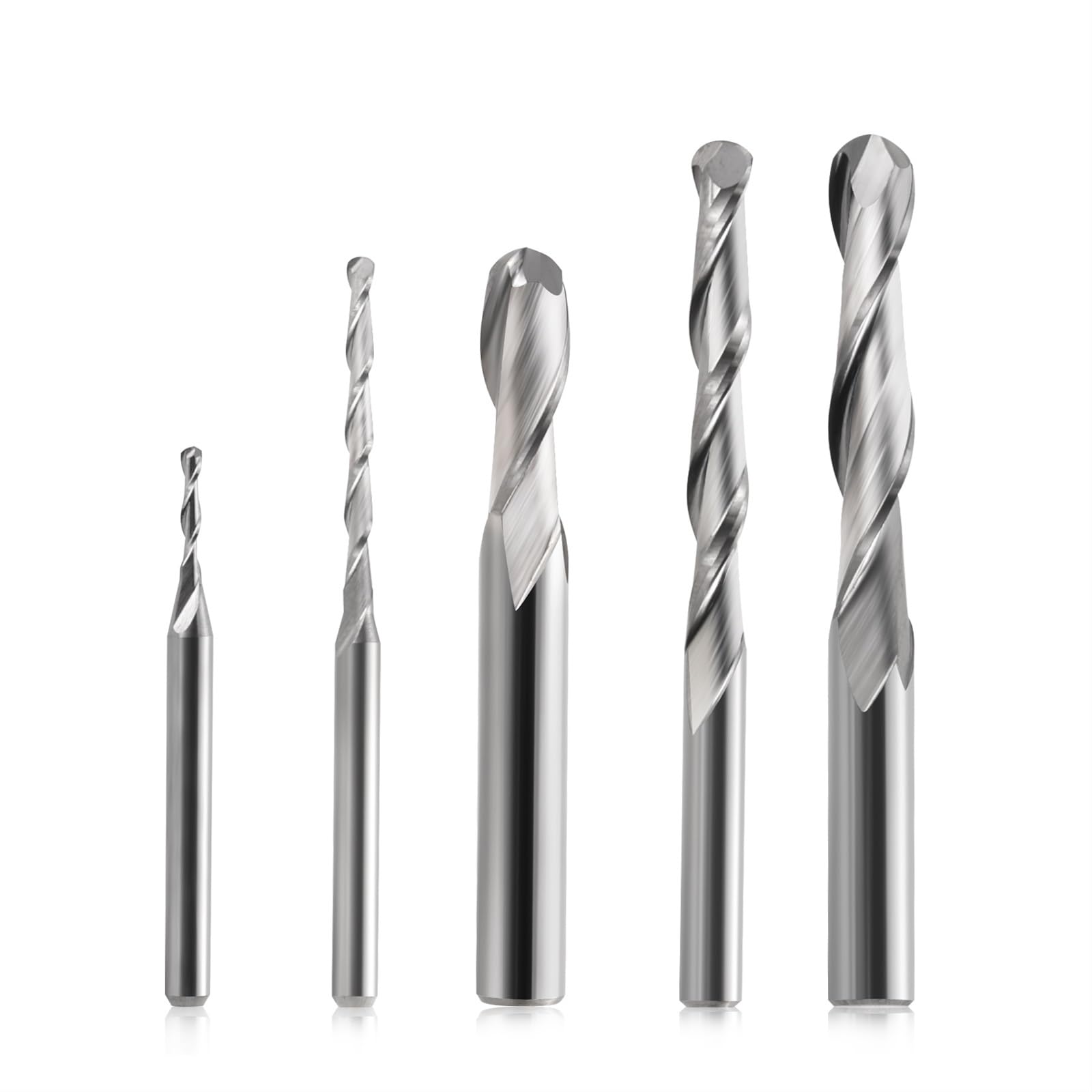 HYUJNAFZR 10pcs Carbide Ball Nose End Mill 3.175mm-6mm Shank Spiral Ball Nose End Mill CNC Router Bit 2 Flutes Tungsten Carbide Milling Cutter Wood Carving Engraving Tools(3.175x2.0x12x38L)