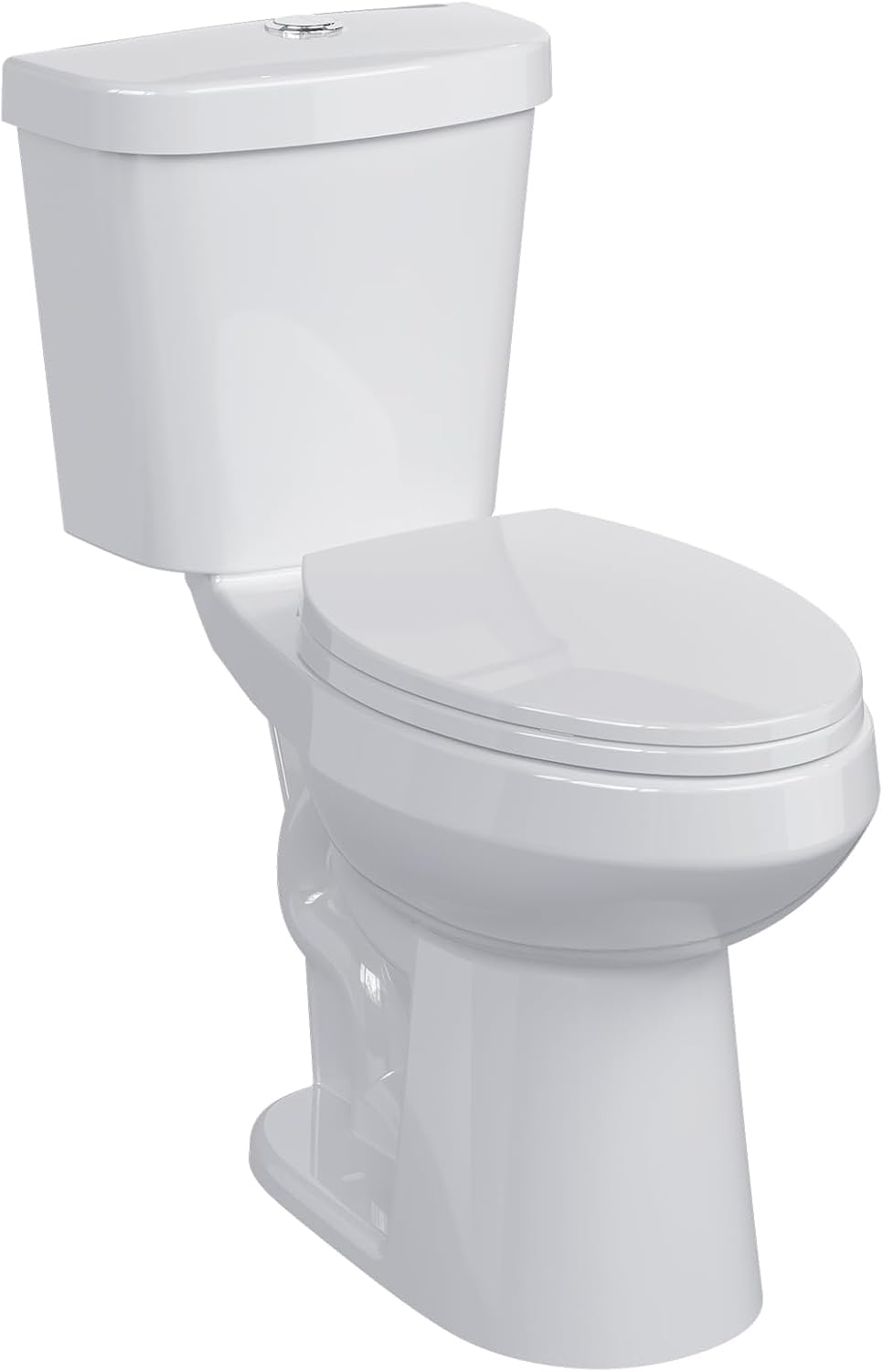 Two-Piece Toilet, 19" ADA Height, Powerful Flush, Quiet Soft-Closing Seat, Space-Saving Design, 12" Rough-In Top Press Flush 19" Elongated