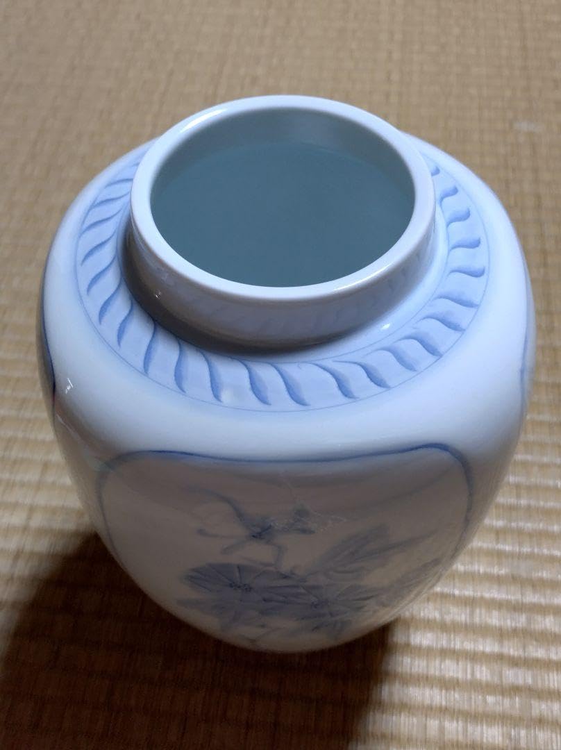 Amazon.co.jp: 有田焼 琥山窯 陶器 花瓶 手彫 四君子文様 16cm×26cm