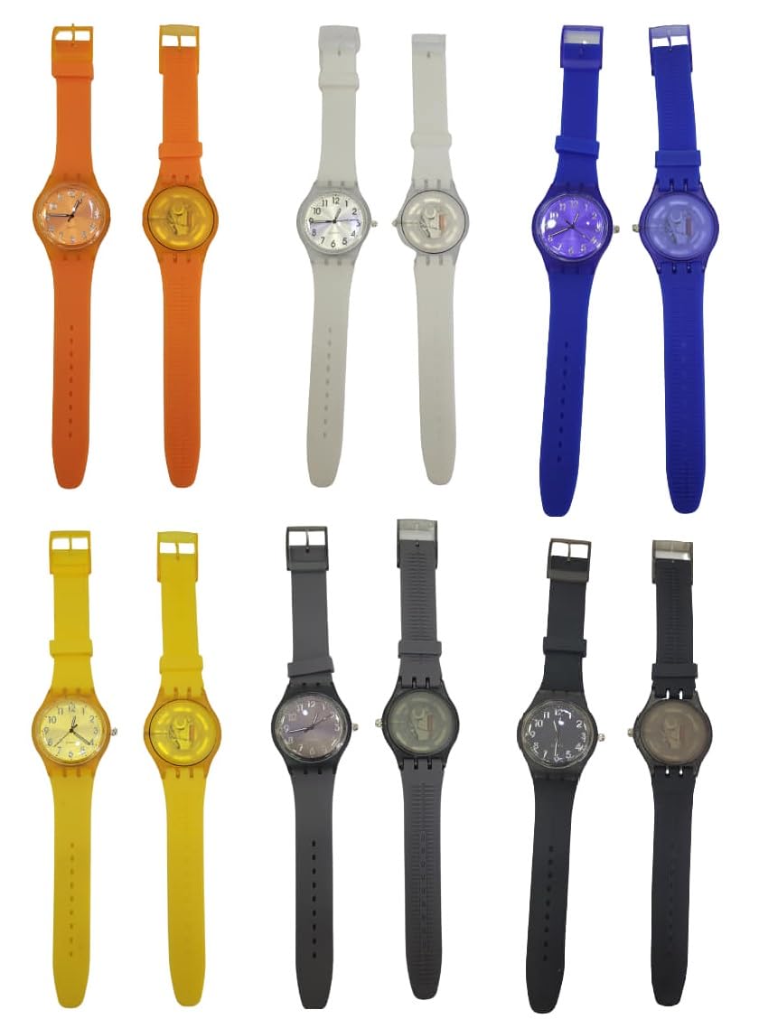 ricevi 1 Orologio per DETENUTO, PLASTICA Dietro Trasparente IDONEO CARCERE AMMESSO PENITENZIARIO, Bianco Nero BLU E Altri Omaggio PILA E SANTINO MADONNA PER CHI HA SBAGLIATO