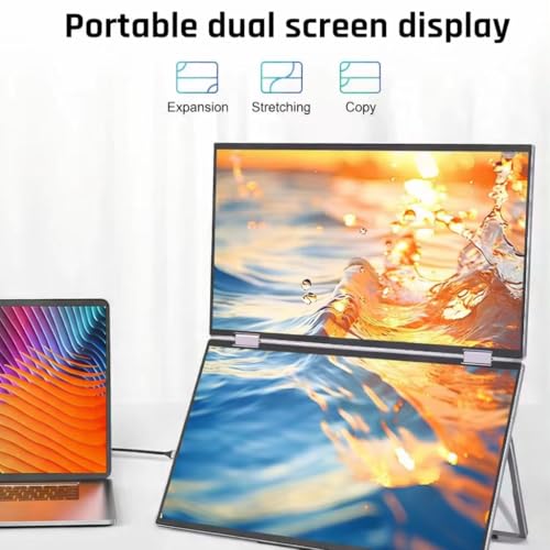 Image of 18.5 inch Tri-Screen Portable Foldable Dual Monitor with Single Wire | Triple Monitor Compatible with Windows & MAC OS (M1,M2,M3 & M4) | Laptop Screen Extender (18.5, Inches)