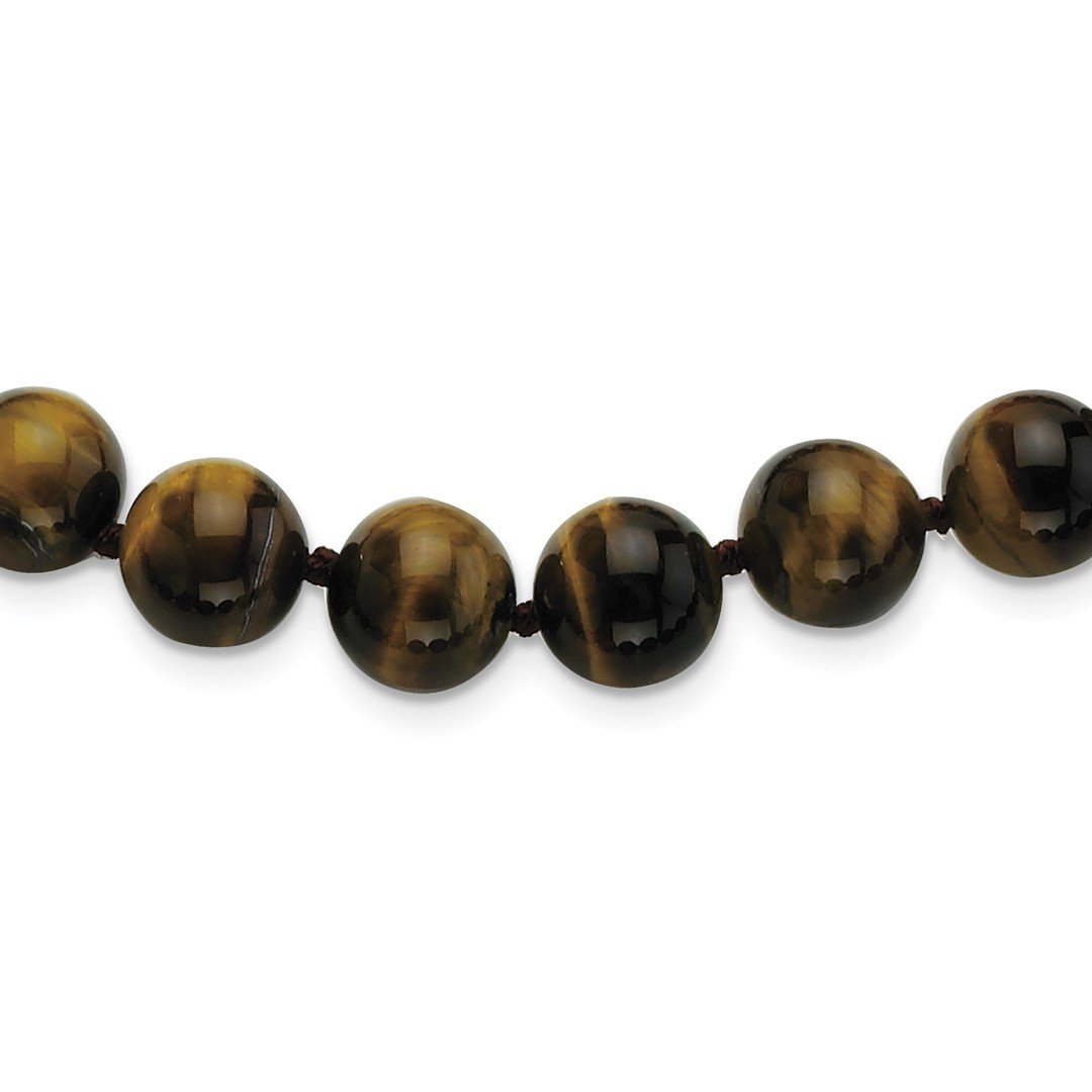 10 10.5mm Smooth Beaded Tiger Eye Chain Necklace Pendant Charm Natural Stone Wood Fashion Jewellery For Women Gifts For Her