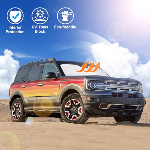 Image of Windshield Sun Shade for 2021-2026 Ford Bronco Sport Accessories | Full covered, Foldable & Durable, Block UV Rays, Reduce Heat, Easy to install, Keep Car Cooler