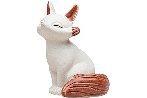 Adorable Tea Pet Fox Adorned in Purple Sand