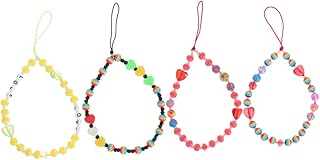 Uonlytech 4 Unidades De Alças Para Telefone Móvel Chave Cordão De Pulso Contas Corrente De Telefone Corrente De Telefone Com Contas Anti-Perda Pulseira De Telefone Decorativa Corda
