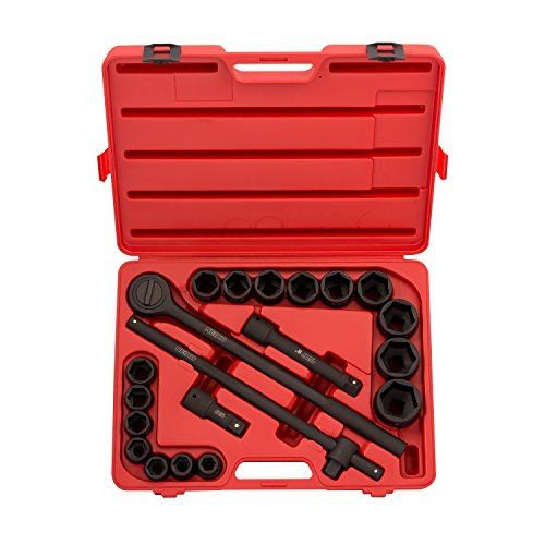 NEIKO 02379A 3/4 Drive Jumbo Impact Socket Set | 21 Piece | Shallow | SAE | Sizes 3/4” to 2” | Cr-V Steel