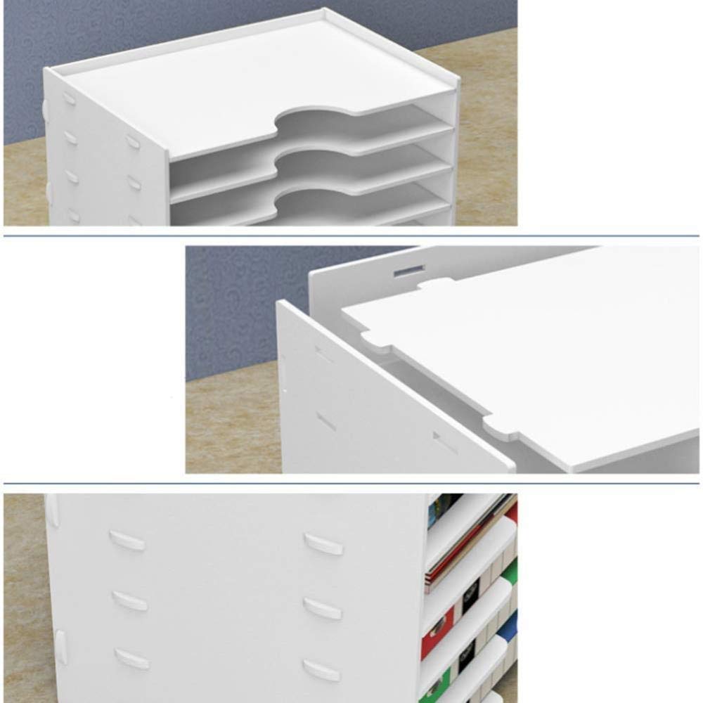 Portadocumenti in Legno Organizer da scrivania, Raccoglitore Stand up di Grande capacità Portadocumenti Bianco A4 Vassoi portaoggetti per Ufficio Scolastico (8 Strati)