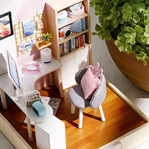 Doll speelgoed houten model huis poppenhuis miniatuur stofomslag mini diy book nook voor kinderen kerstcadeau. - Image 7