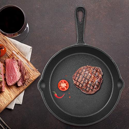 Jonlaki Sartén de Hierro Fundido Vintage de 20 Cm, Utensilios de Cocina Antiadherentes para Asar, Freír y Asar, Compatibles con Inducción y Gas (20 centímetros)