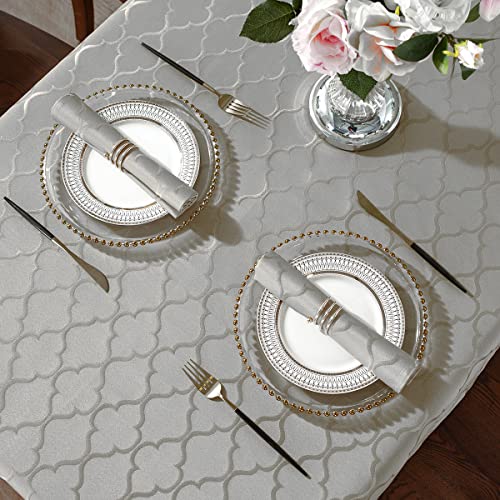 Sastybale Jacquard Napkin Flower Pattern Polyester Napkin Spill Proof Wrinkle Resistant Dust-Proof Table Cover For Kitchen Dining Tabletop Decoration (Grey, 20X20 Napkin) #TOP3