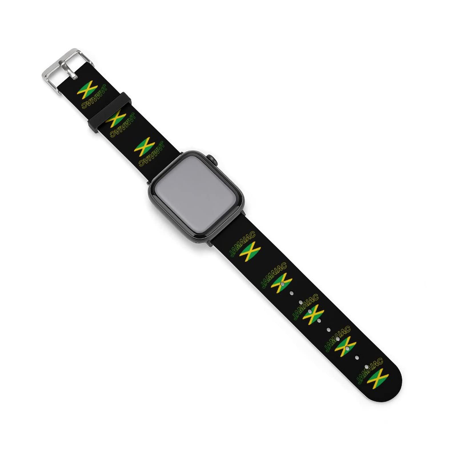 Jamaica Country Flag, Jamaican Flag Print Watch Strap Replacement Silicone Band Compatible For Apple Iwatch 38-40mm Or 42-44mm